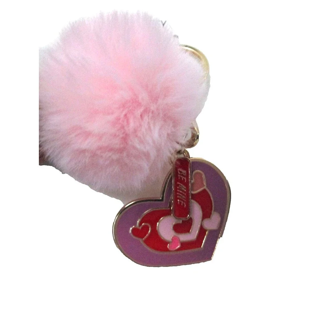 FOREVER 21  BE MINE  PINK POM POM ENAMEL KEYCHAIN